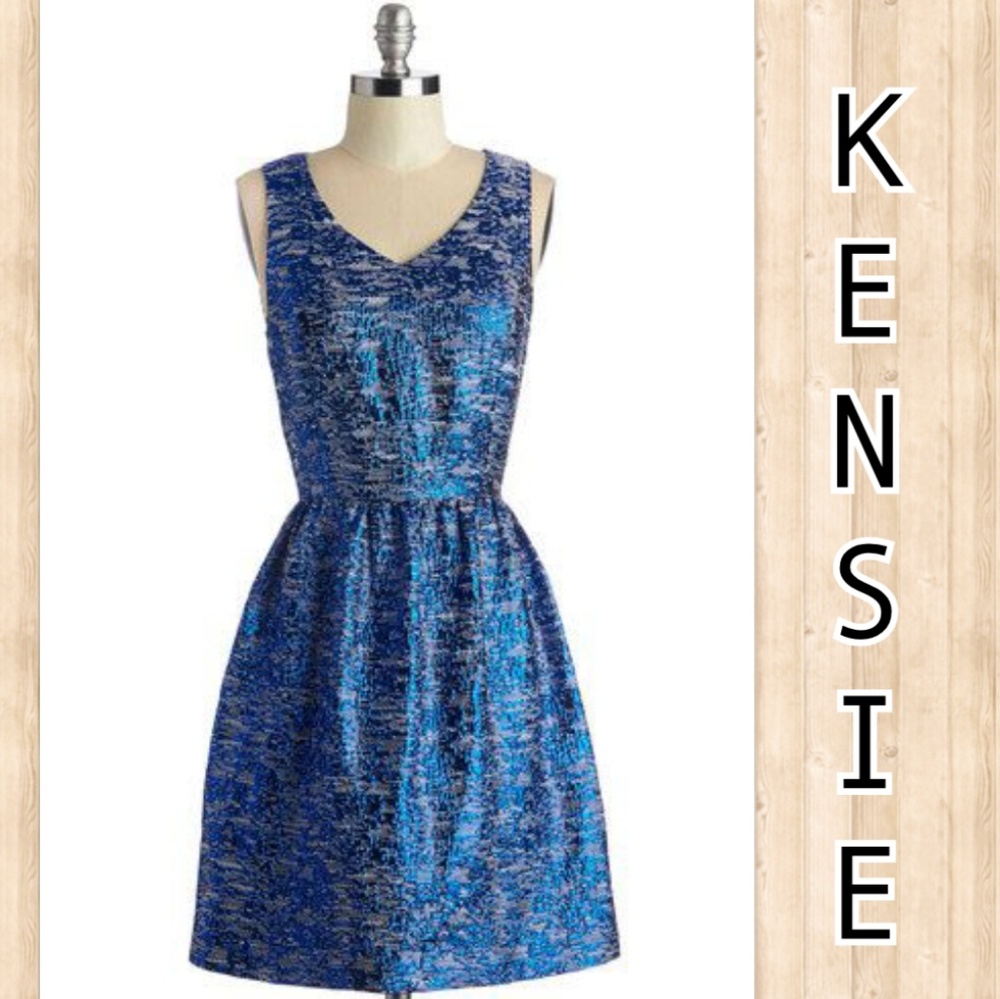 New Kensie Metallic Blue Dress